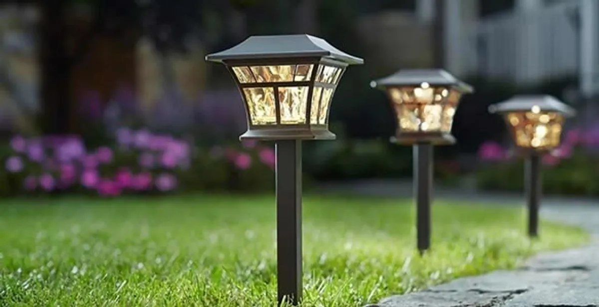 landscape lighting installation services with professionally installed pathway lights in Las Vegas, NV